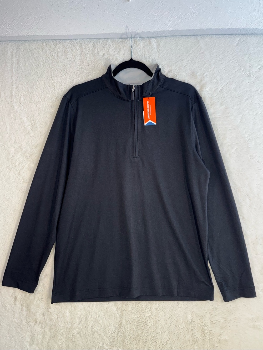 Johnston & Murphy Performance Quarter Zip Men’s Medium Black Golf Stretch NEW